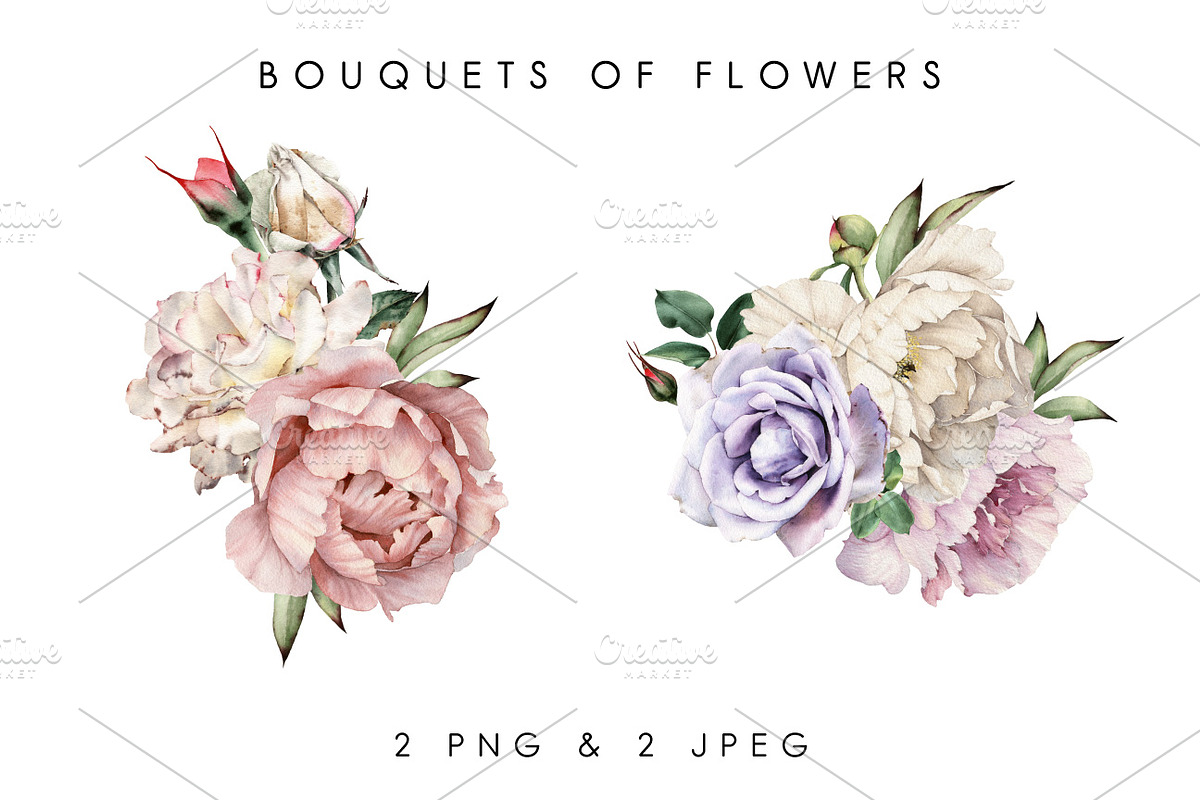 Floral set(patterns, bouquets, card), a Decorative Illustration by ollalya