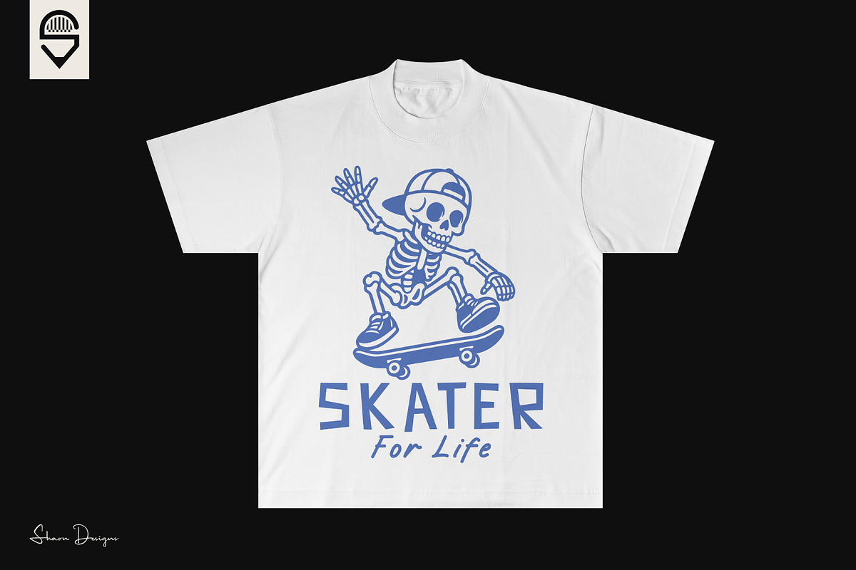 Skater for life, skeleton skateboard, a Graphic by shaondesigns (Photo 2 of 7)