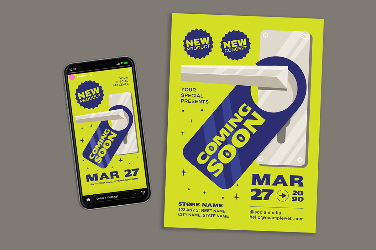 Coming Soon Info Flyer, a Flyer Template by Gumico Studio. (Photo 2 of 3)