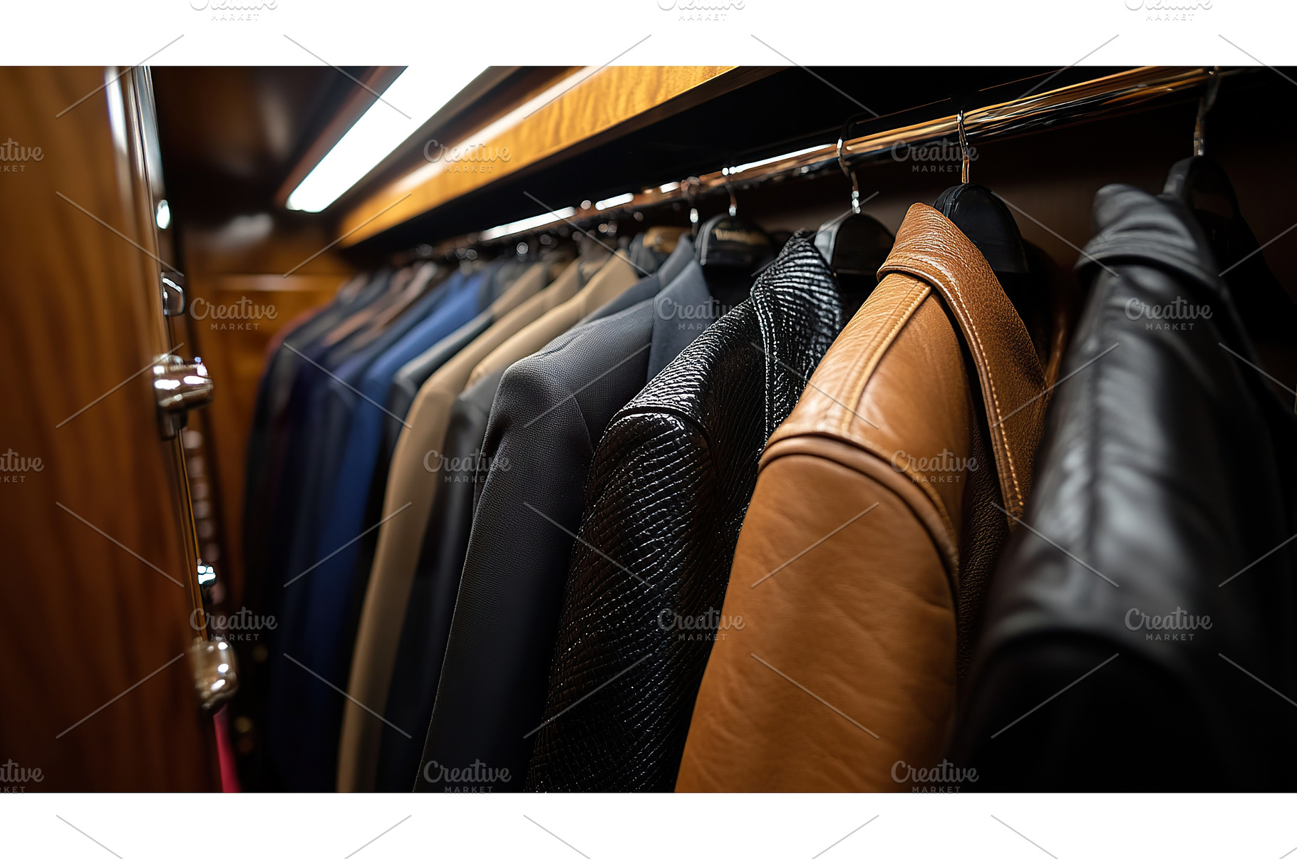 Assorted coats hanging in wooden, a Beauty & Fashion Photo by Lermont51