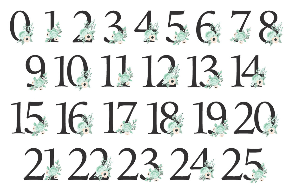 Mint Floral Numbers With Vectors, an Illustration by Amanda Ilkov (Photo 5 of 5)