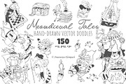 Hand-Drawn Medieval Doodle Cats, an Illustration by Anastasiya Klempach (Thumbnail 1 of 6)