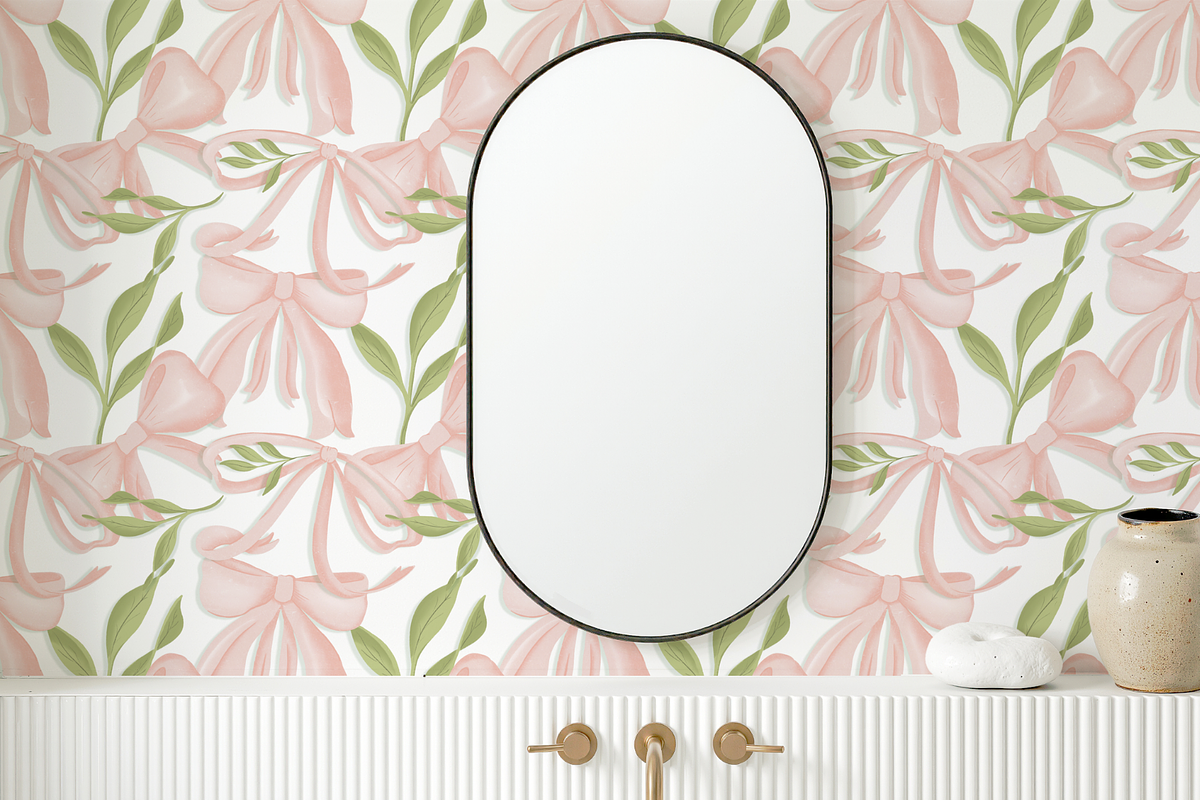 Botanical Pink Bow Ribbon Pattern, a Pattern Graphic by Little Creative Scribbles (Photo 2 of 3)