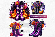 Halloween Floral Rain Boots Cliparts, a Seasonal Illustration by ThatsDesignArt (Thumbnail 10 of 10)