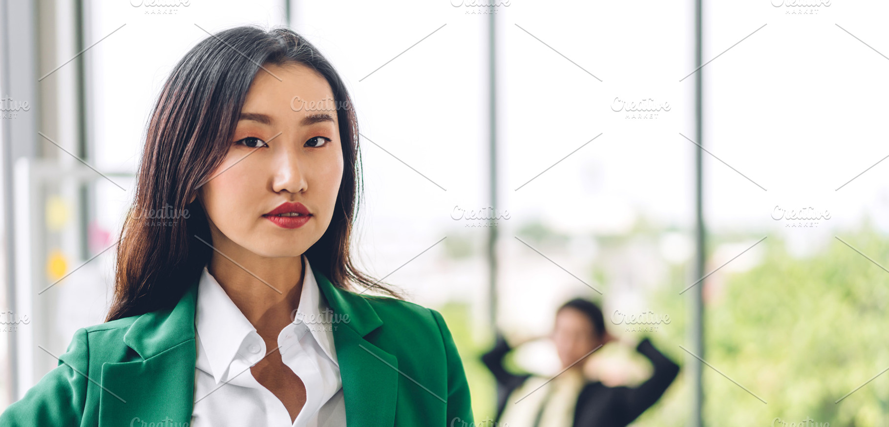 Beautiful smiling confident asian businesswoman in smart casual, a Person Photo by Art_Photo