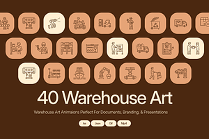 Animated Warehouse Icon Art Set, an Outline Icon by Prosymbols