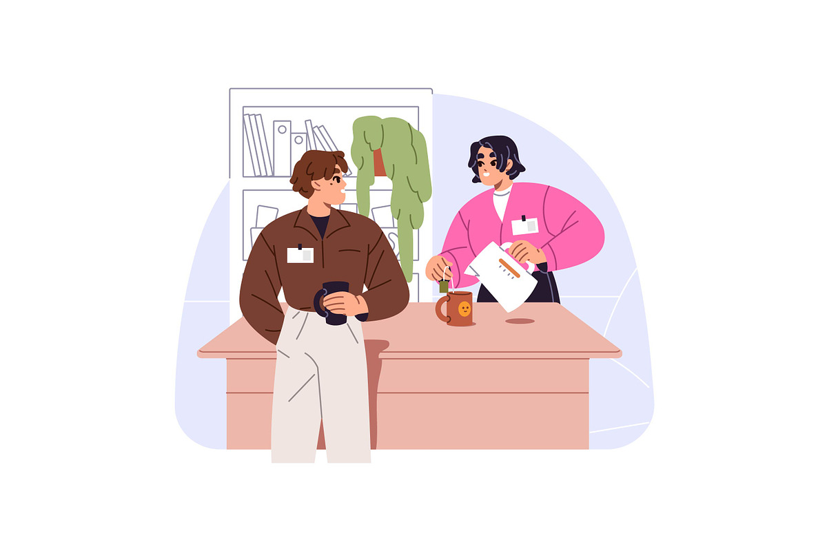 People on coffee break at work set, a Person Illustration by PaperTrident (Photo 7 of 7)