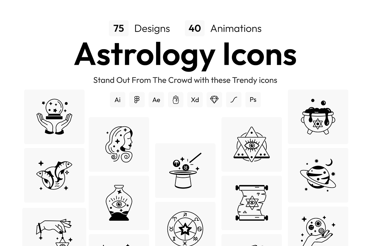 Animated Astrology Icon Set, an Outline Icon by Vectors Market (Photo 1 of 7)