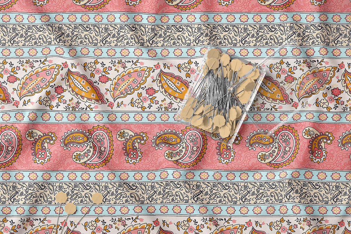 Ethnic Paisley Border Floral Pattern, a Pattern Graphic by StudioGlouna (Photo 5 of 9)