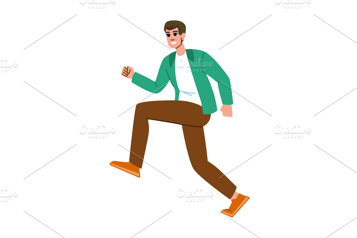 Young man running and smiling, full, a Sport Illustration by pikepicture