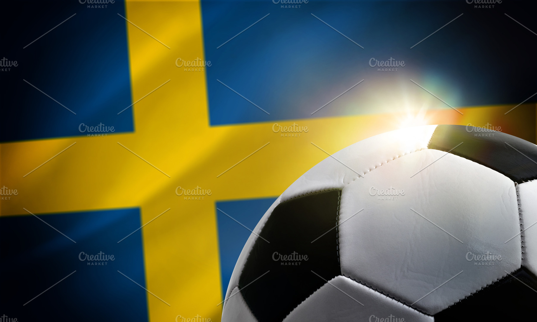 Soccer Ball with Swedish Flag Background, a Sports & Recreation Photo by Davizro's Market