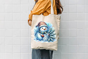 Watercolor Blue Snowman, a Seasonal Illustration by CreationArt (Thumbnail 7 of 7)