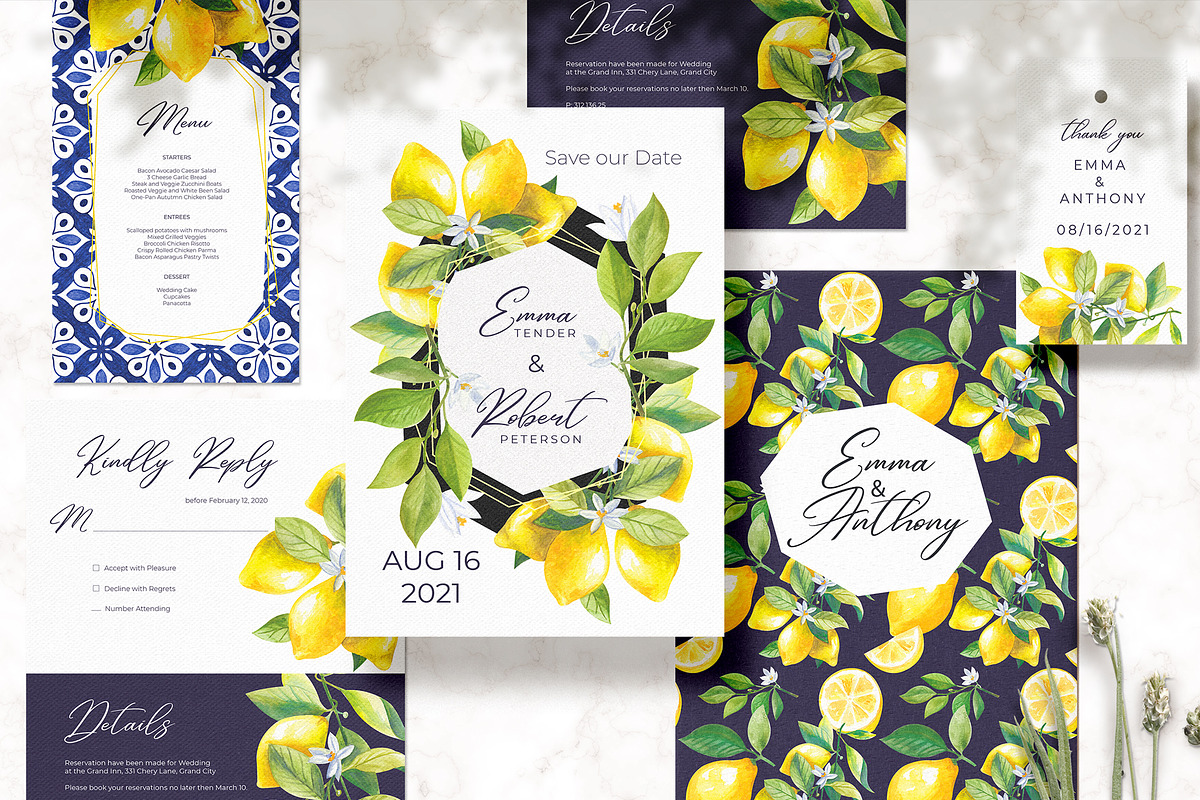 Fresh lemonade Wedding Suite, an Invitation Template by HannaSymo (Photo 1 of 7)