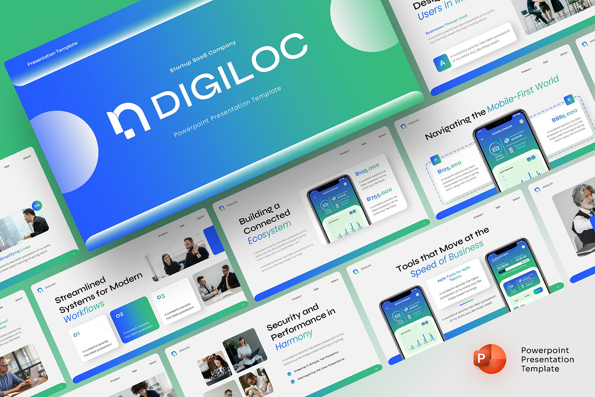Startup SaaS PowerPoint Template, a Presentation Template by Premast (Photo 1 of 5)