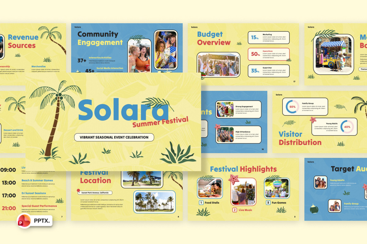 Solara Summer Festival PowerPoint, a Presentation Template by Loin Studio (Photo 1 of 4)