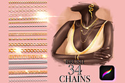 Procreate jewelry brushes, Chain, a Brush Add-On by Elenbushe (Thumbnail 1 of 10)