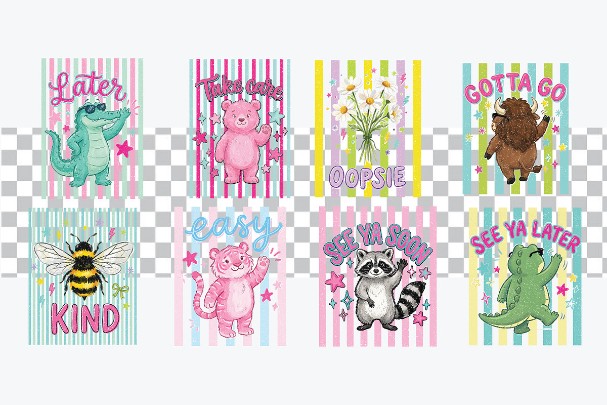 Funny Animal Quotes Striped Bundle, an Illustration by Daily.Designs (Photo 2 of 3)