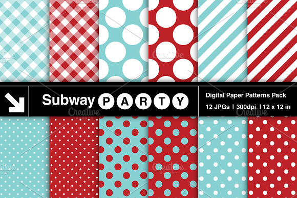 Aqua Red Dots, Stripes & Gingham preview 2
