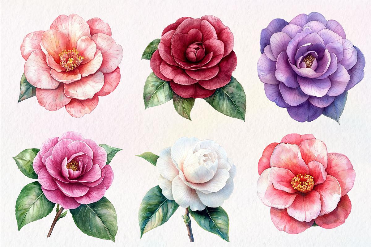 Camellia Flower Bloom Clipart, an Illustration by Dream Creation (Photo 2 of 6)