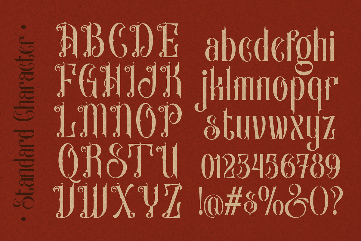 Evahgelina Vintage Font, a Blackletter Font by madeDeduk (Photo 2 of 10)