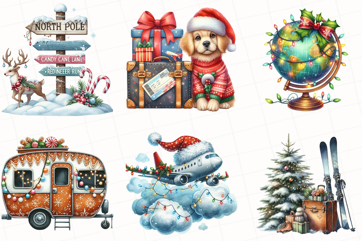 Christmas Travel Clipart, an Illustration by OK Design (Photo 5 of 5)