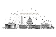 Washington DC City Skyline, an Outline Icon by Tettygreen (Thumbnail 1 of 3)
