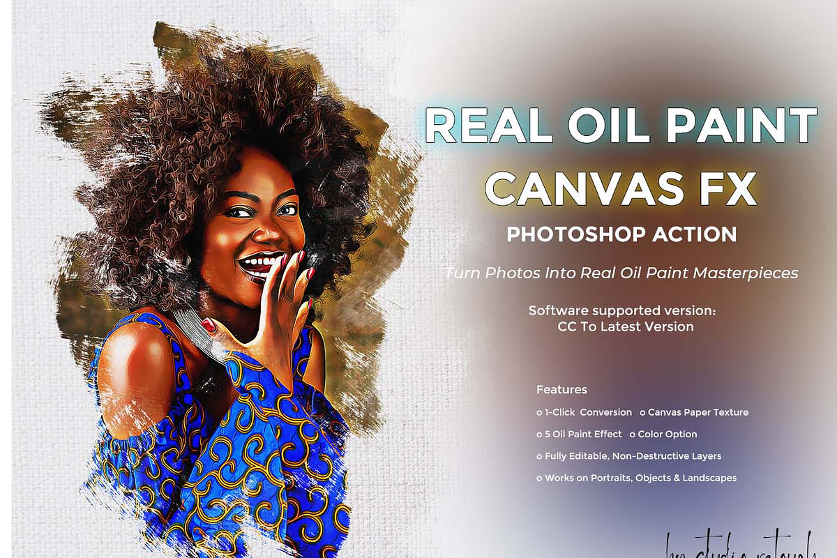 Real Oil Paint Canvas FX Photoshop, an Action Add-On by Studio Retouch (Photo 1 of 17)