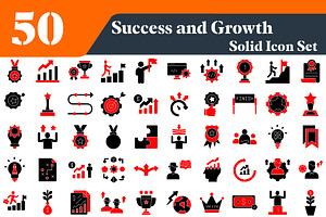 Success and Growth Solid Icons, a Solid Icon by EllaMaiyaali