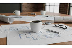 Mug of black coffee centered on, an Architecture Photo by Igor Tichonow