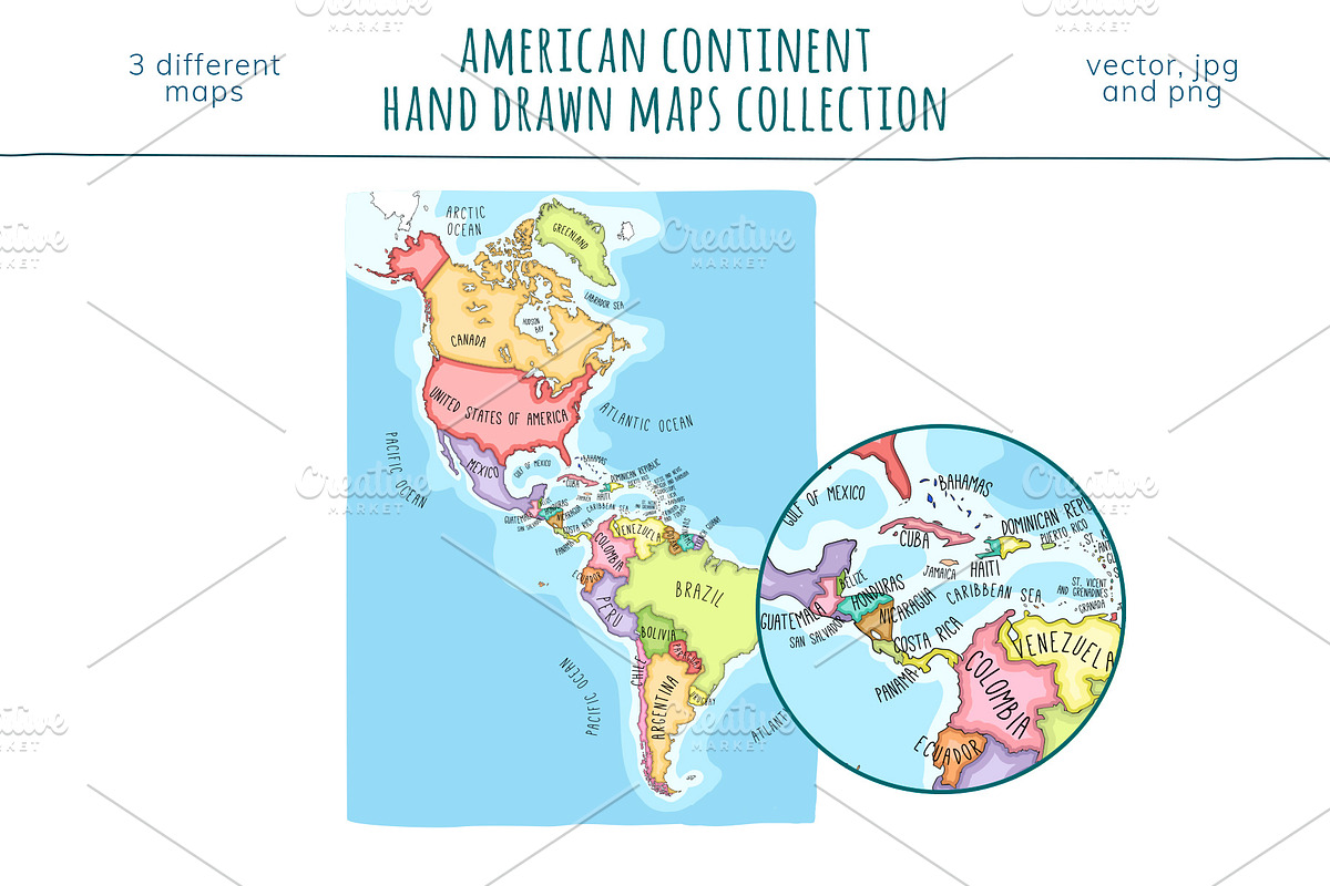 American Continent Maps Collection, an Education Illustration by Illustrationsforteachers (Photo 3 of 3)