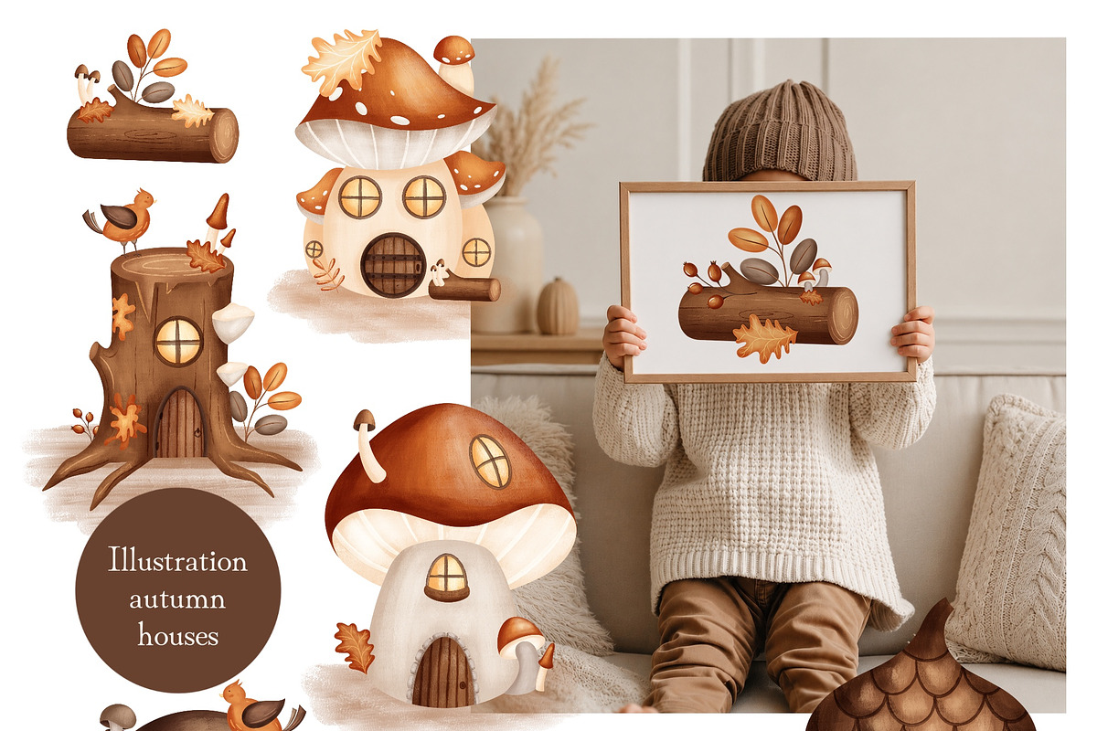 Cozy Autumn - baby clipart & pattern, a Seasonal Illustration by Linerisyart (Photo 4 of 16)