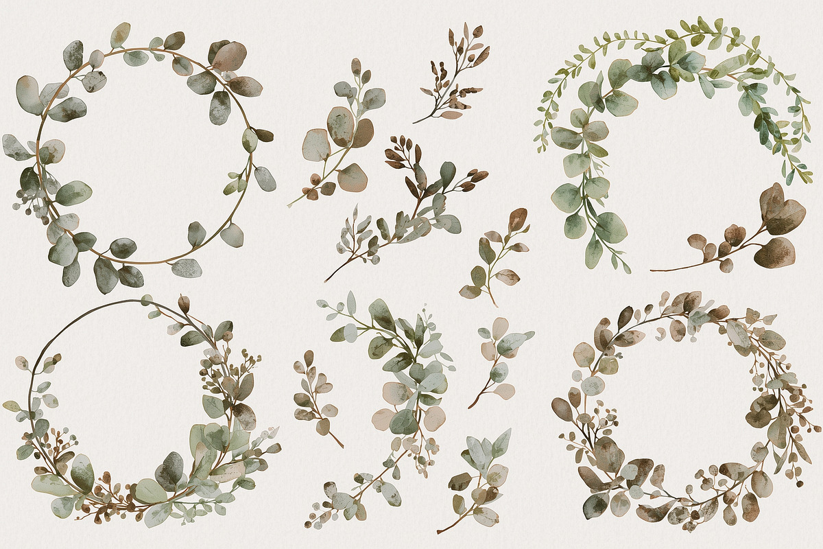 Watercolor Botanical Wreath Clipart, a Graphic by Creativeshirt (Photo 7 of 13)