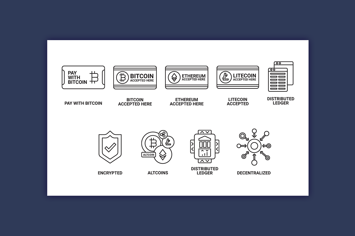 Bitcoin & Cryptocurrency Line Icons, an Outline Icon by Flat Icons (Photo 3 of 4)