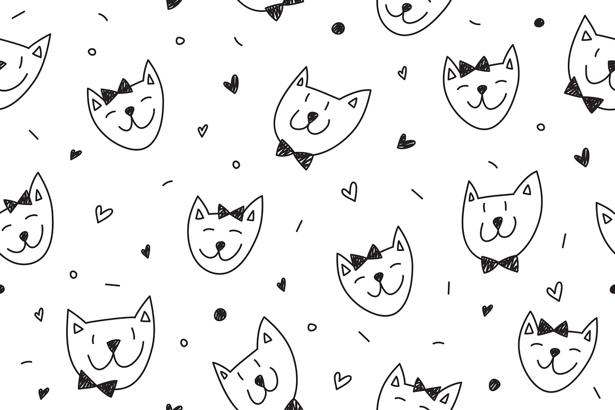 Cute cats: 2 patterns + 2 cards, a Texture Graphic by redcollegiya design (Photo 3 of 4)