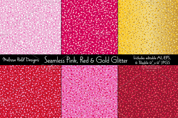 Seamless Pink, Red, & Gold Glitter preview 7