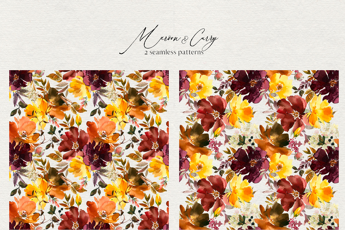 Maroon Yellow Orange Florals PNG, a Decorative Illustration by whiteheartdesign (Photo 6 of 9)