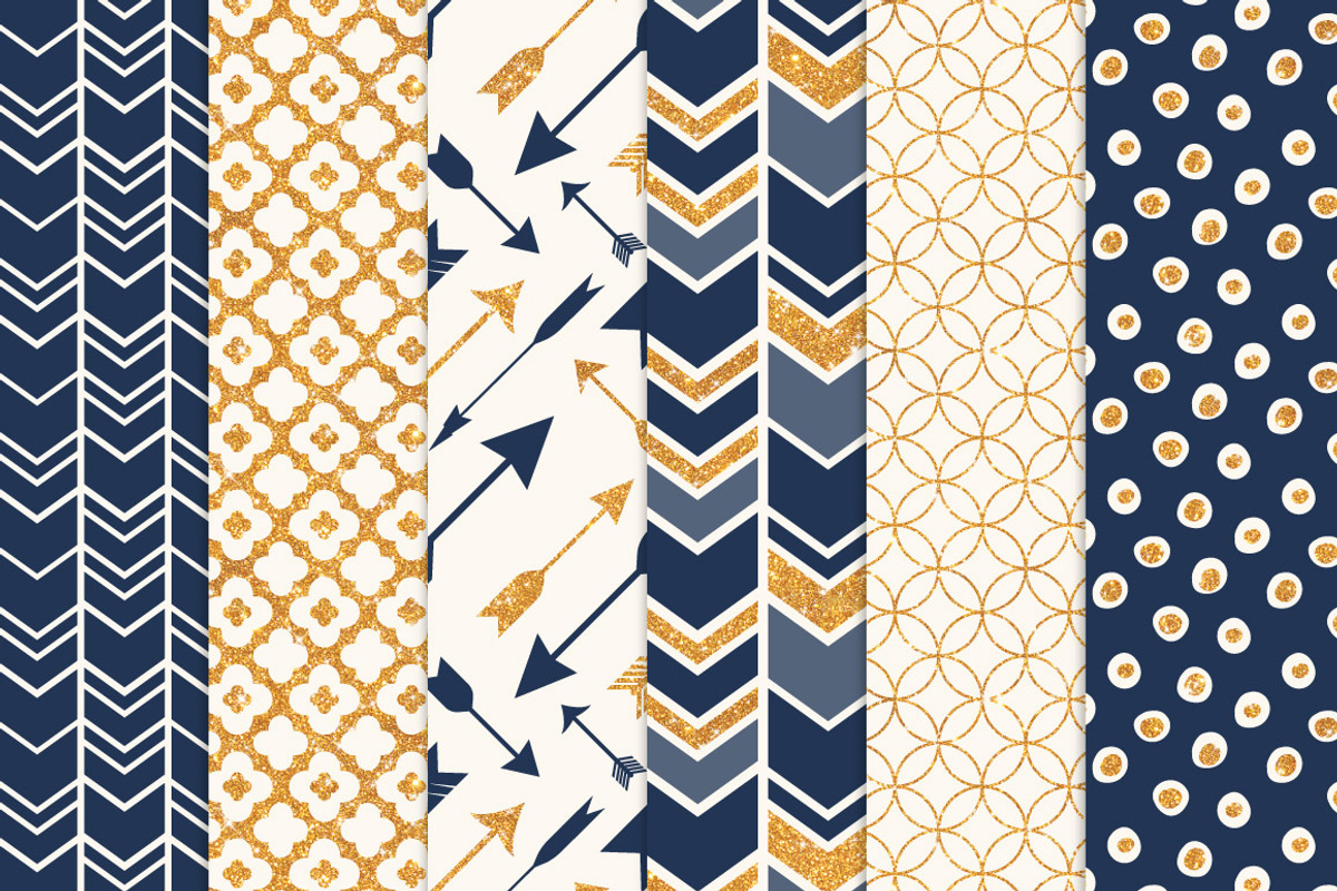 Navy & Gold Glitter Patterns, a Pattern Graphic by Amanda Ilkov (Photo 3 of 3)