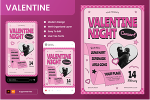 Valentine Concert Flyer Set, a Flyer Template by Annora Studio