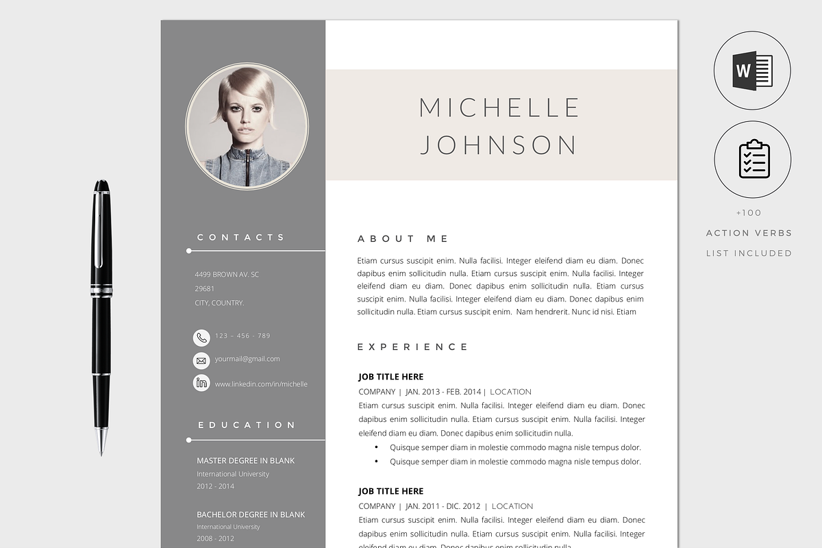 RESUME Template - Cover Letter WORD, a Resume Template by PAPPERMINT RESUME STUDIO (Photo 1 of 7)