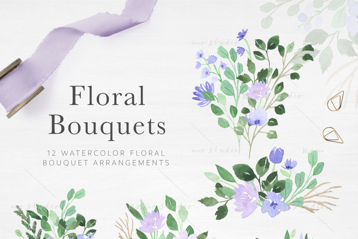 Violet Florals & Greenery Leaves, an Illustration by Momo Studio (Photo 6 of 19)