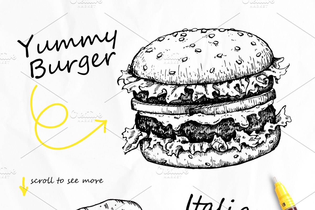 Fast Food Sketch Collection, a Food Illustration by Epine (Photo 2 of 4)