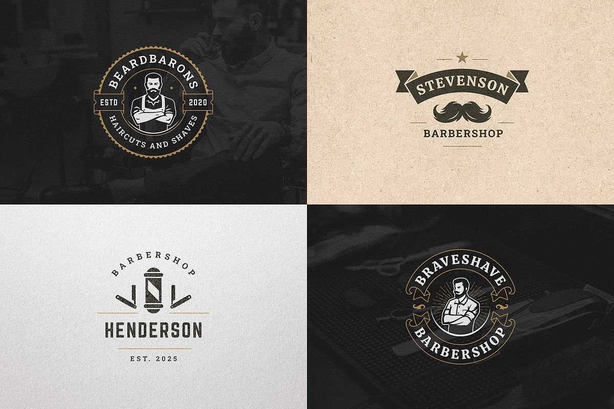27 Barbershop Logotypes, a Branding & Logo Template by Vasya Kobelev (Photo 4 of 10)