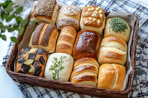 Assortment of freshly baked bread, a Photo by Pavel_design