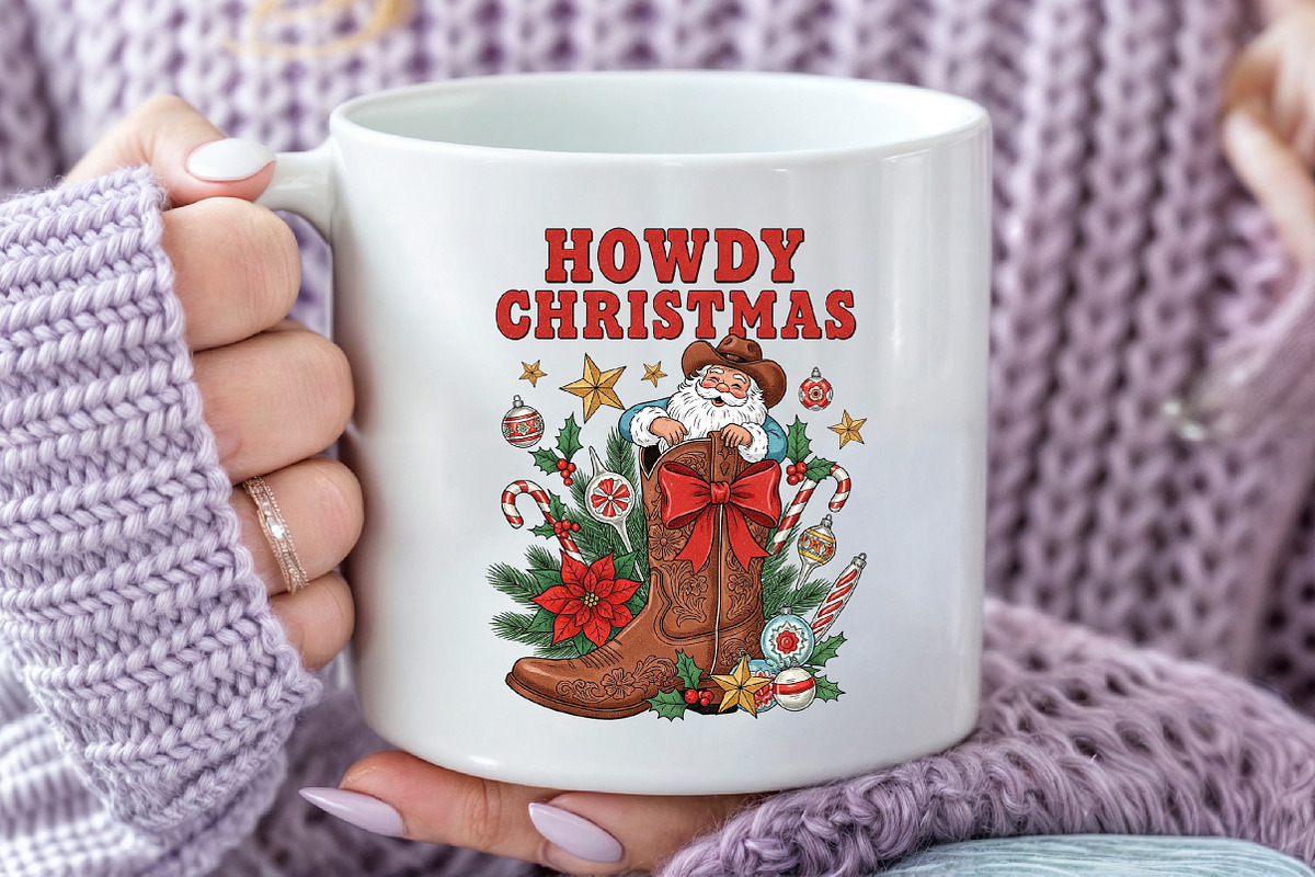 Howdy Christmas Cowboy Santa PNG, an Illustration by Craft Nest (Photo 4 of 6)