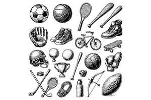 Sports Equipment Illustration Set, an Object Graphic by RT Studio