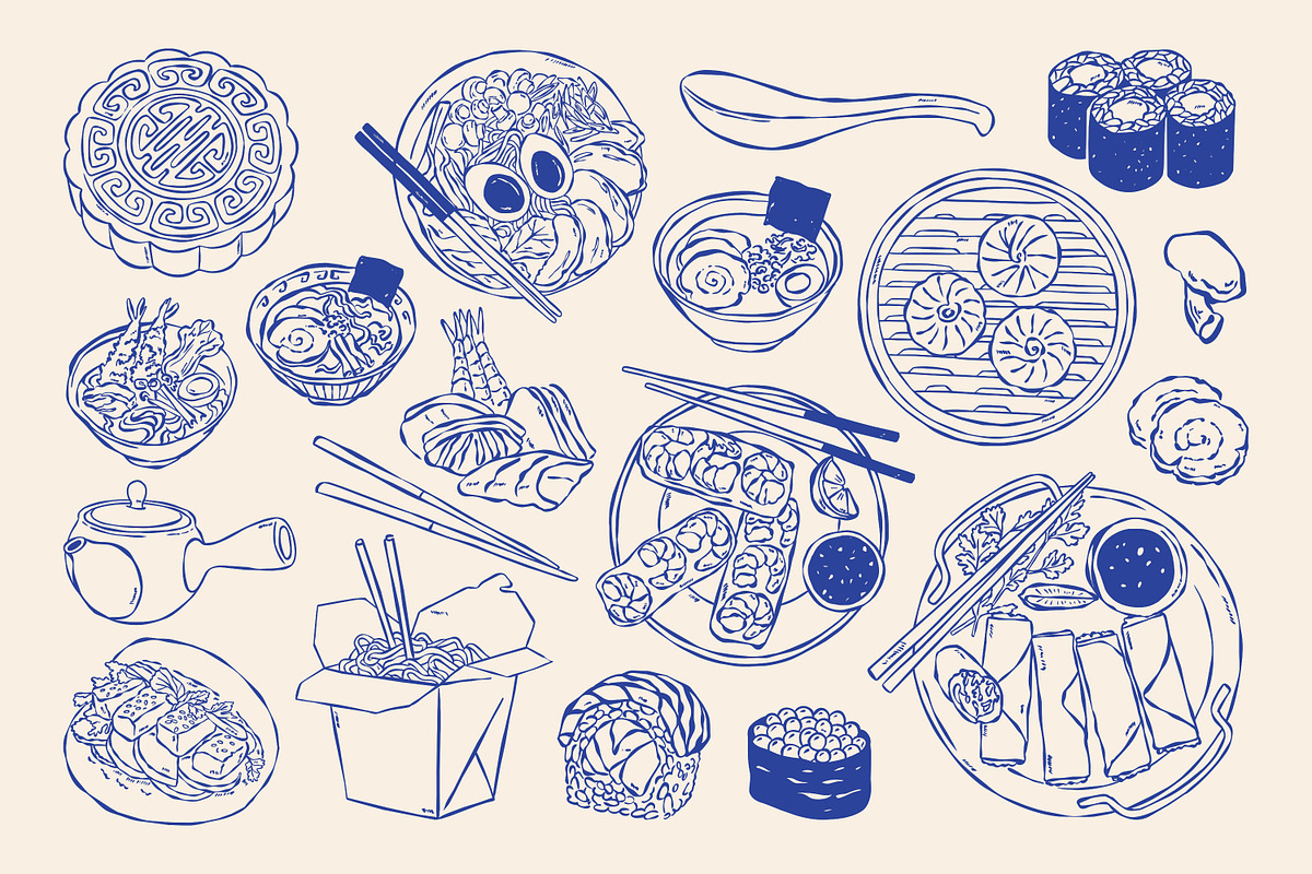 Asian Food Line Art 80 Illustrations, a Food Illustration by DesignThatMatters (Photo 5 of 14)