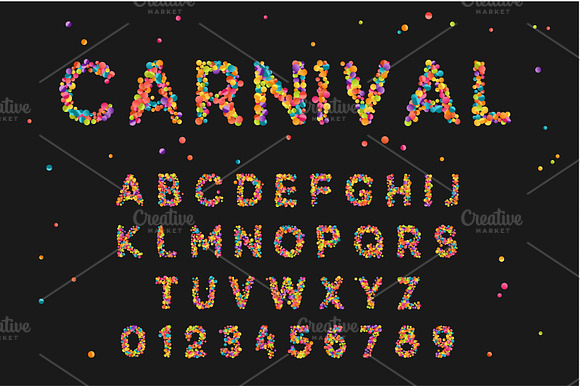 Font alphabet of colored confetti. preview 3
