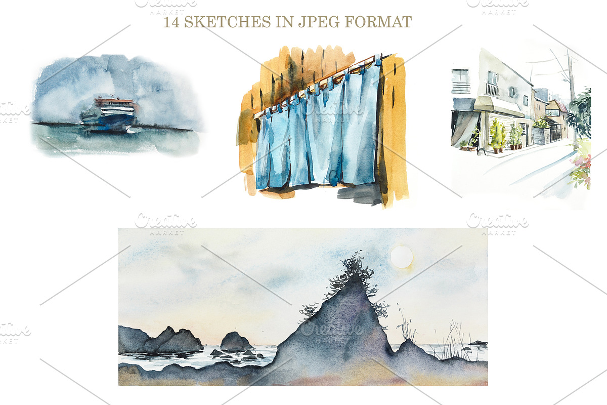 Japanese Watercolor Sketches, a Food Illustration by Budogoshch (Photo 2 of 7)