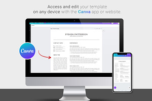 Resume / CV Template Canva & Word