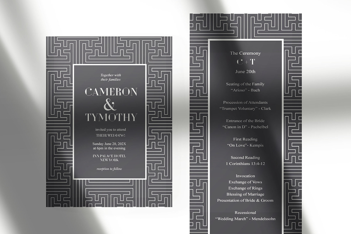 Art Deco Wedding Suite, an Invitation Template by cafelab_store (Photo 3 of 5)